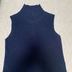 Sleeveless Blue Mock Neck Sweater